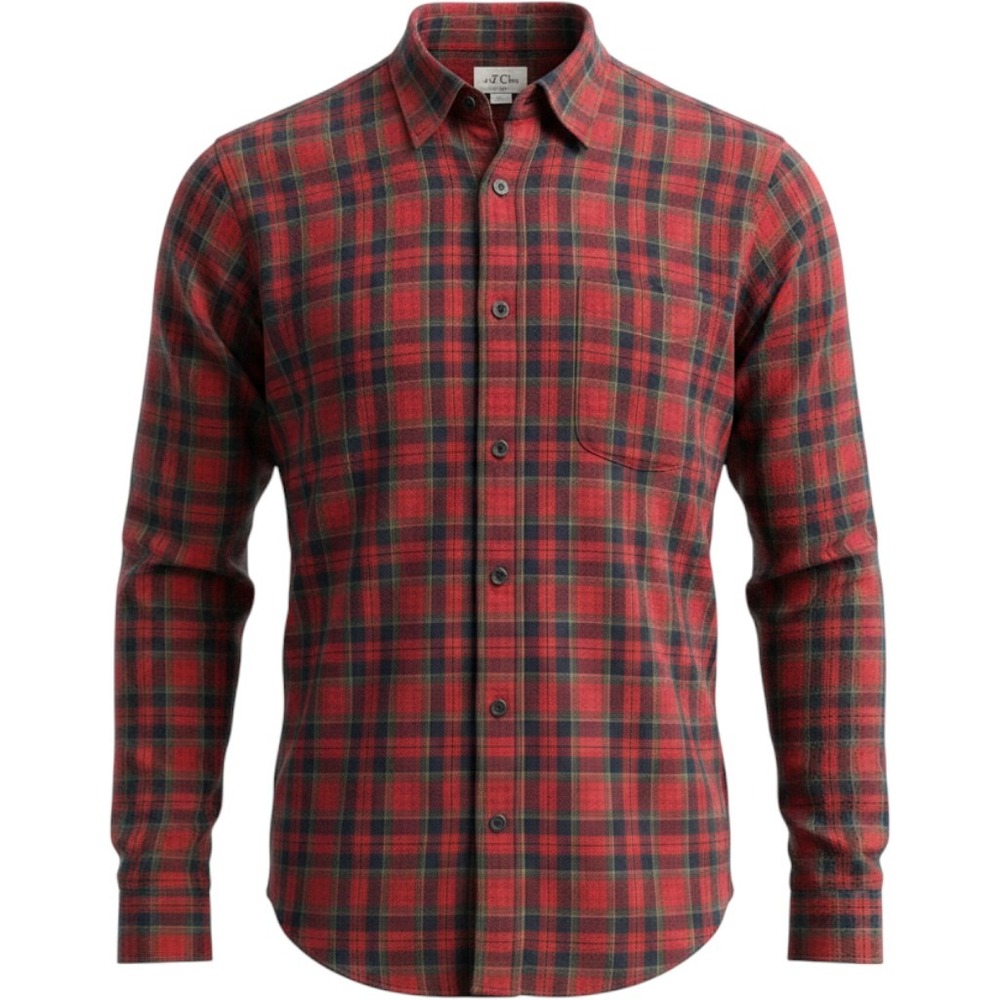 J.Crew Slim Untucked Brushed Twill Plaid Shirt Red Navy Blue Medium